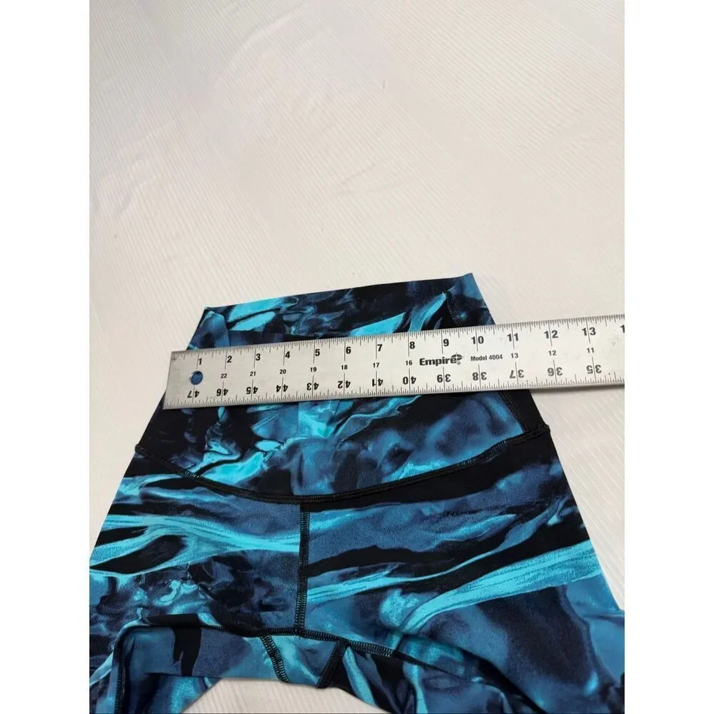 Lululemon Blue and Black Marble Print Leggings Size 6